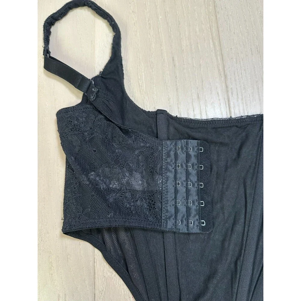 Out From Under Black Lace Corset Cropped Structured Lingerie Top Sheer Floral S